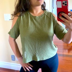 H&M Olive Green Shoulder Cutout Top Blouse